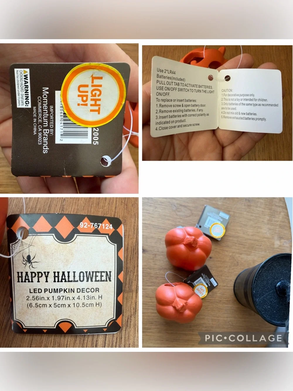 Halloween Pumpkin Lantern Pair - Orange Decorative Jack-O'-Lanterns